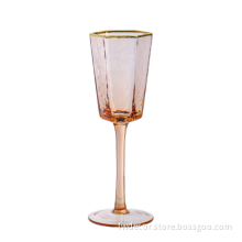Nordic Hexagonal Hammer Stripe Gold-Rimmed Wine Glass